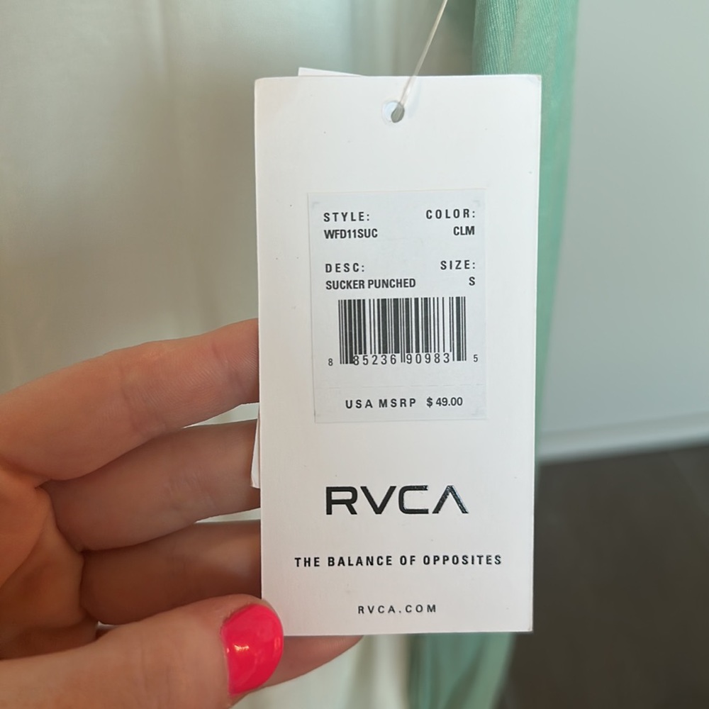 NWT RVCA Sucker Punched Sage Green Tie-Dye Swing Dress - Picture 7 of 14